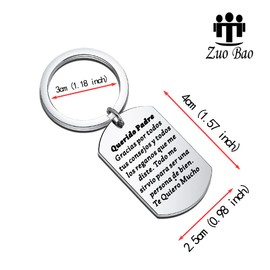 Zuo Bao Regalos Para Papa Spanish Gifts for Dad Querido Padre Keychain Spanish Gifts for Dad Querido Papa Keychain (Querido Padre)