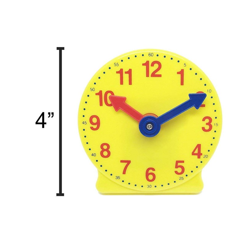 hand2mind Plastic Mini Geared Clock, Learning Clock Classroom Kit, Clock