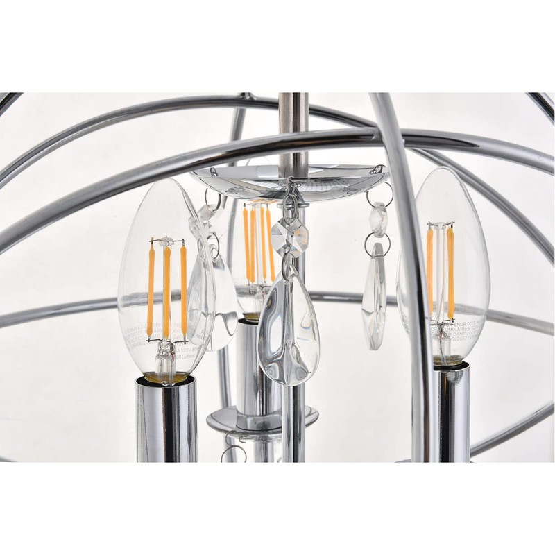 Living District Wallace 3-Light Mid-Century Metal Pendant in Chrome and