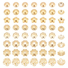 PH PandaHall - 160 piezas doradas de acero inoxidable 304 estilo 8 de filigrana de flores espaciadoras de abalorio con tapas de adorno para hacer joyas, arete, pulseras