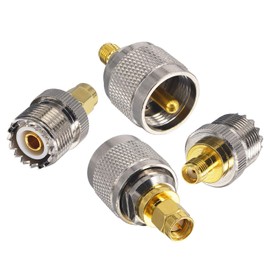 BOOBRIE 4 Type SMA to UHF RF Connector Kit UHF PL259 SO239 Male Female to SMA Male/Female Plug Jack Nickel Gold Plated Converter for CB Antenna Radio Walkie Talkie