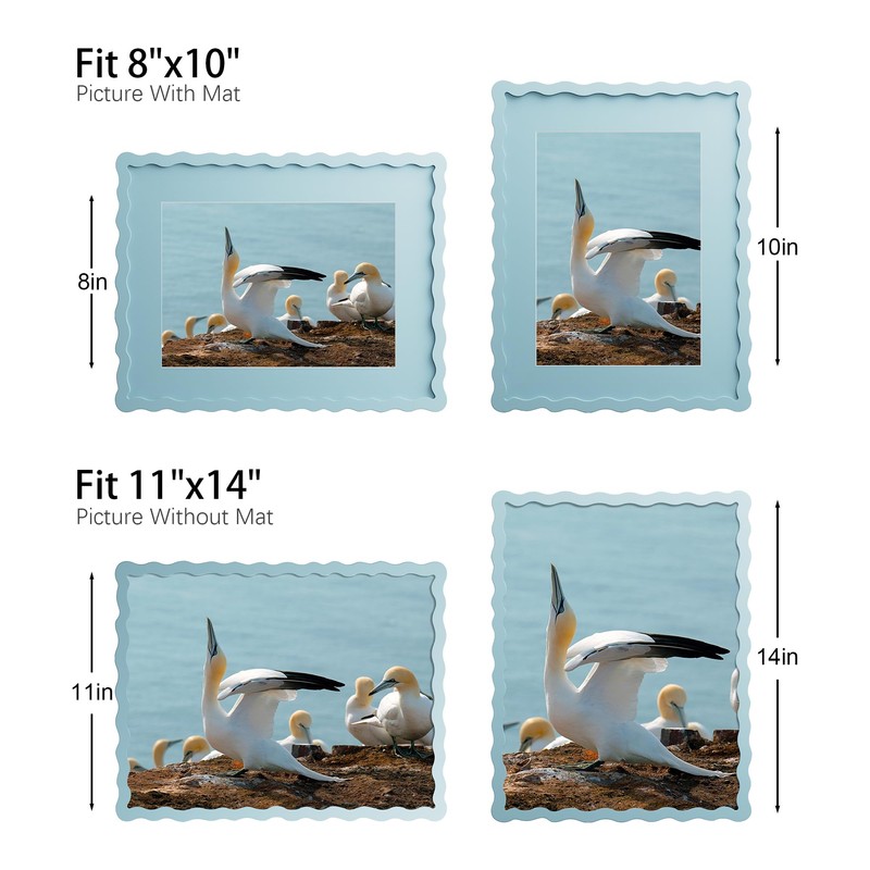 THKRLOF 11x14 Picture Frame with Mat for 8x10, Wavy Edge