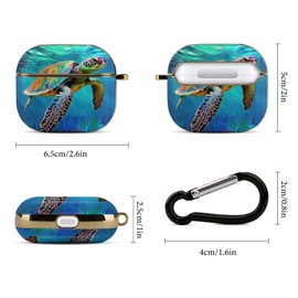 Colorful Sea Turtle Design Case Compatible with AirPods Case 3 2021 with Keychain Shockproof Protective
