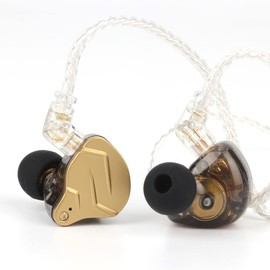 Linsoul KZ ZSN PRO X Dual Driver 1BA+1DD Hybrid Metal Earphones HiFi in-Ear Monitor with Detachable 2Pin Cable (Without Mic, Gold)
