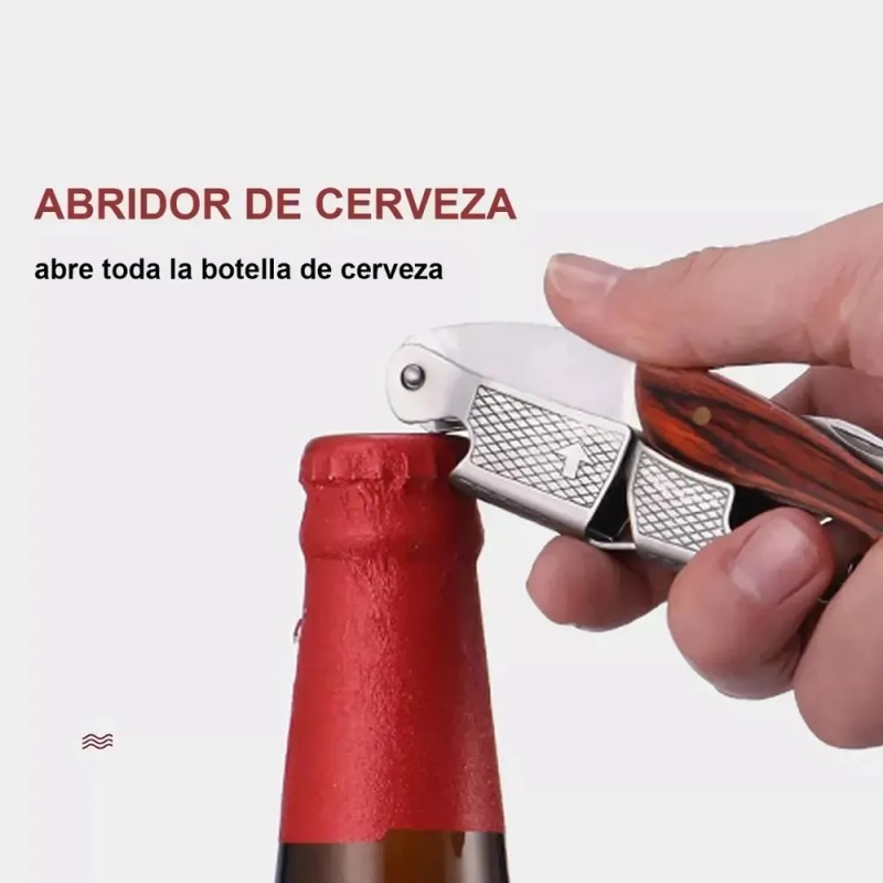 Sacacorchos profesional para vino con mango de acero inoxidable y