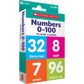 Scholastic Flash Cards: Numbers 0 – 100, 56 cards , Ages 3 4 5 6 Preschool 3 Language Engli