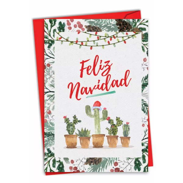 Nobleworks 1 Funny Christmas Card with Envelope - Feliz Navidad
