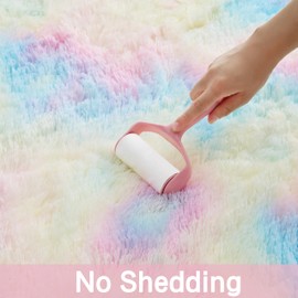 Soft Shaggy Area Rugs for Living Room, 4 x 5.2Ft Upgrade Non-Slip Fluffy Carpet Modern Plush Bedroom Rug Tie-Dyed Light Grey, Cozy High Pile Rug Washable for Living Room Bedroom Home Decor