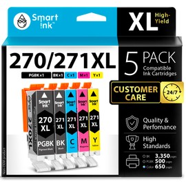 Smart Ink Compatible Ink Cartridges Replacement for Canon PGI 270XL CLI 271XL 270 271 (1 PGBK & 1 Black/C/M/Y 5 Combo Pack) for Pixma MG7720 TS9020 MG6821 TS6020 MG6820 MG5720 TS8020 MG5722 TS5020