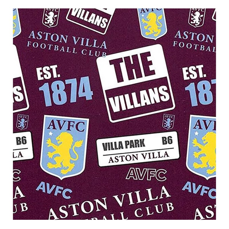 AVFC Double Duvet Football Club Patch Bedding Cover Set, Multicoloured,