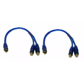 Unbranded 2x 12" RCA Audio Jack Cable Y Splitter Adapter 1 Male to 2 Female Plug 2 Pcs