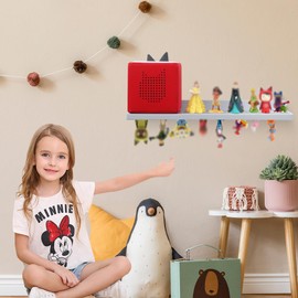 PHOENANCEE for Tonies Shelf Magnetic,for Toniebox Figures Storage Display Shelf (30-36 Character),Wall Floating Shelves Wooden,Compatible Charging Station for Children Kid's Room,Oak,Gray White