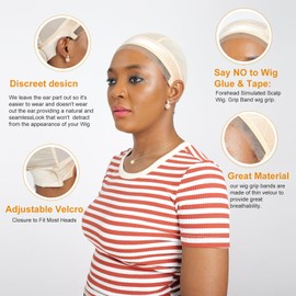 letaomei Wig Caps With Grip Band of Women,Silicone Wig Grip Cap Blends Seamlessly With Your Natural Hairline -Non Slip Wig Cap Let Your Wig Be Glueless (Beige)