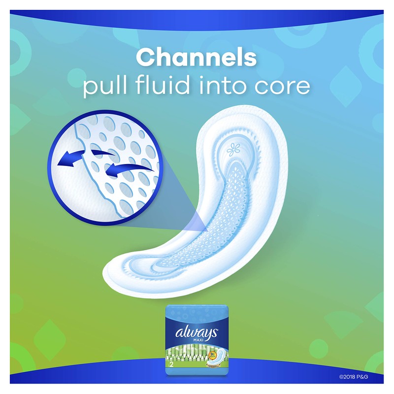 Always Maxi Feminine Pads without Wings, Long/Super, Unscented, 22 Count