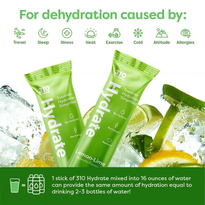 310 Hydrate Electrolyte Powder Packets – Key Vitamins & Minerals
