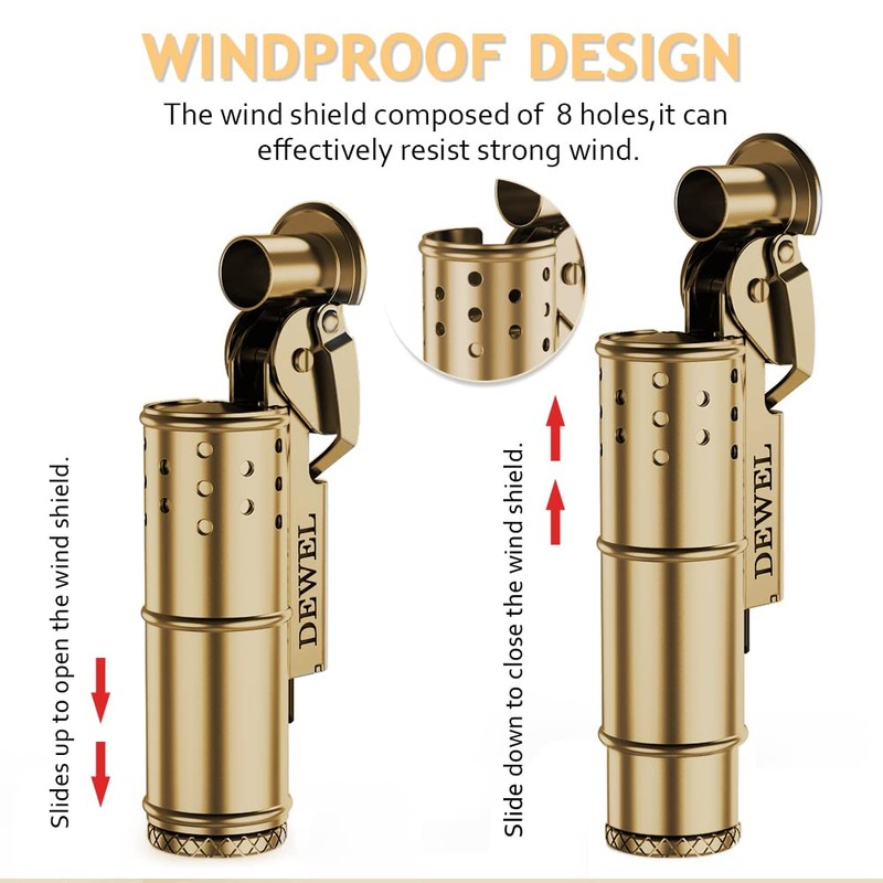 2 Pack Pressure-Relief/Cool Lighter, Wheel Kerosene Lighter, Reusable Windproof Trench