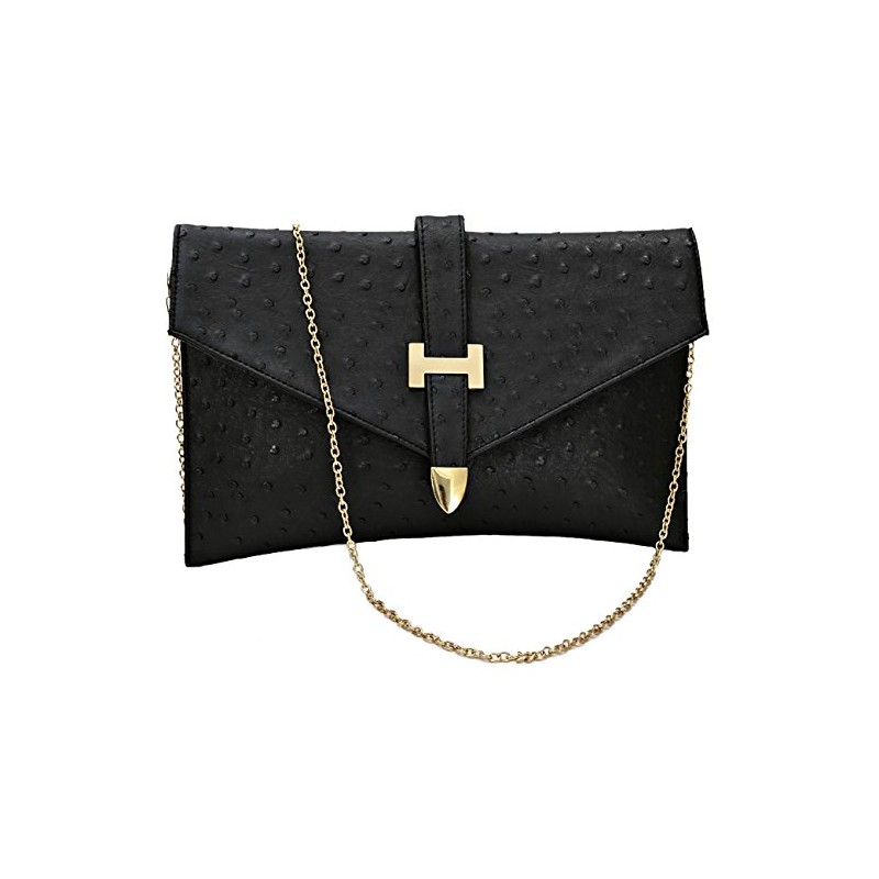 Designer Womens Elegant Faux Leather Envelope Clutch Bag Purse