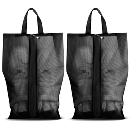 Upbeat Travel Shoe Bag, Waterproof Shoe Bag Travel, Dirt-Resistant Shoe Bag, Large Shoe Bags with Zip, Portable Shoe Bags are the Perfect Companion for Travel and Camping, Black, Pack of 2, shoe bag