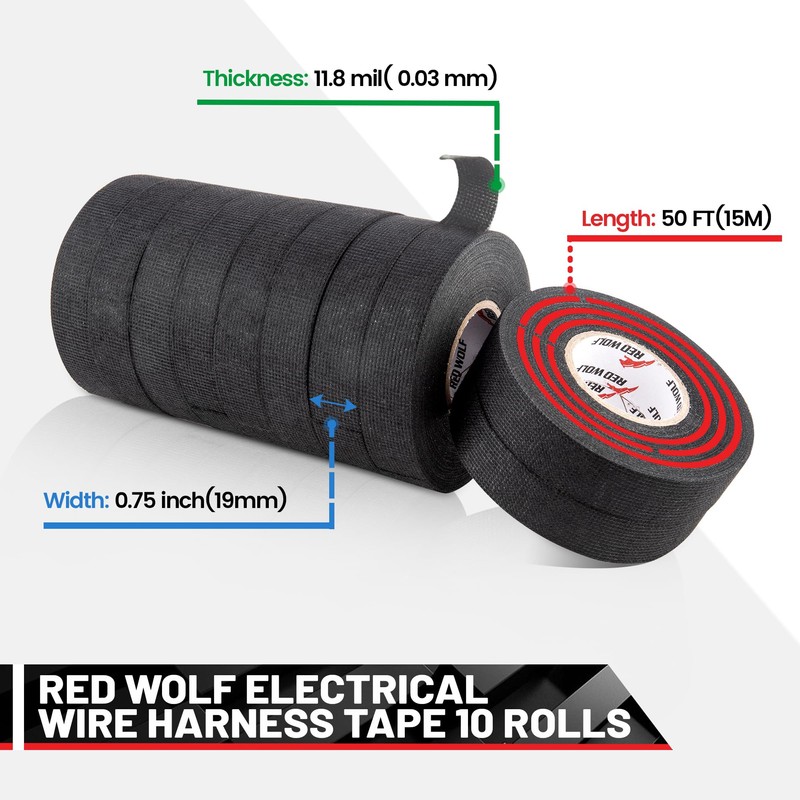 RED WOLF 10 Rolls 3/4 Inch x 50 FT Wiring