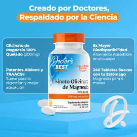 Glicinato De Magnesio Quelado Alta Absorción | 200mg 240 Tab