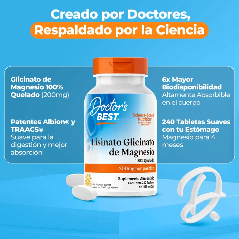 Glicinato De Magnesio Quelado Alta Absorción | 200mg 240 Tab