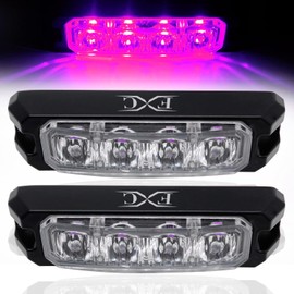 FXC 4-LED Strobe Light Purple Waterproof Emergency Beacon Flash Lights,Purishion Caution Bar 16 Patterns Flashing Car SUV Pickup Truck Van Vehicle POV (2 Pack)(4LED Purple)