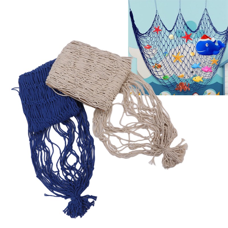2pcs Fish Net Decoration Cotton Soft Comfortable Mediterranean Style Beige