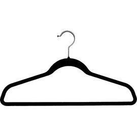 Black Velvet Ultra Thin Slimline Hanger with Fixed Bar, Space Saving Flocked Suit Hangers with Chrome Hook (Set of 100) by The Great American Hanger Company