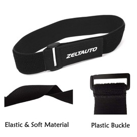 Zeltauto Elastic Hook and Loop Cable Tie, Fastening Magic Strap with Plastic Buckle End (Black, 20 in, 2 Pcs)