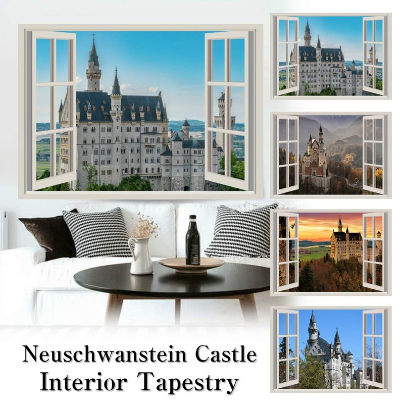 Neuschwanstein Castle Tapestry Germany Castle Scenic Landscape Room Decor Window