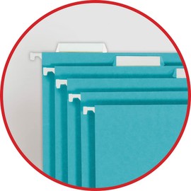 Smead Hanging File Folders, 1/5 Tab, 11 Point Stock, Letter, Teal, 25/Box