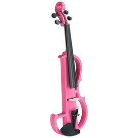 Flulep Full Size 4/4 Bunnel Edge Electric Silent Violin with Case Bow Rosin Headphone Connecting Line Pink