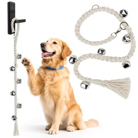 Dog Bells to Go Outside - RAINFLOW Dog Door Bells for Potty Training,Adjustable Potty Bells for Dogs,Handmade With Polyester Cotton,Comes for Puppies Dogs Doggy Doggie Pooch Pet Cat Pet Supplies Beige