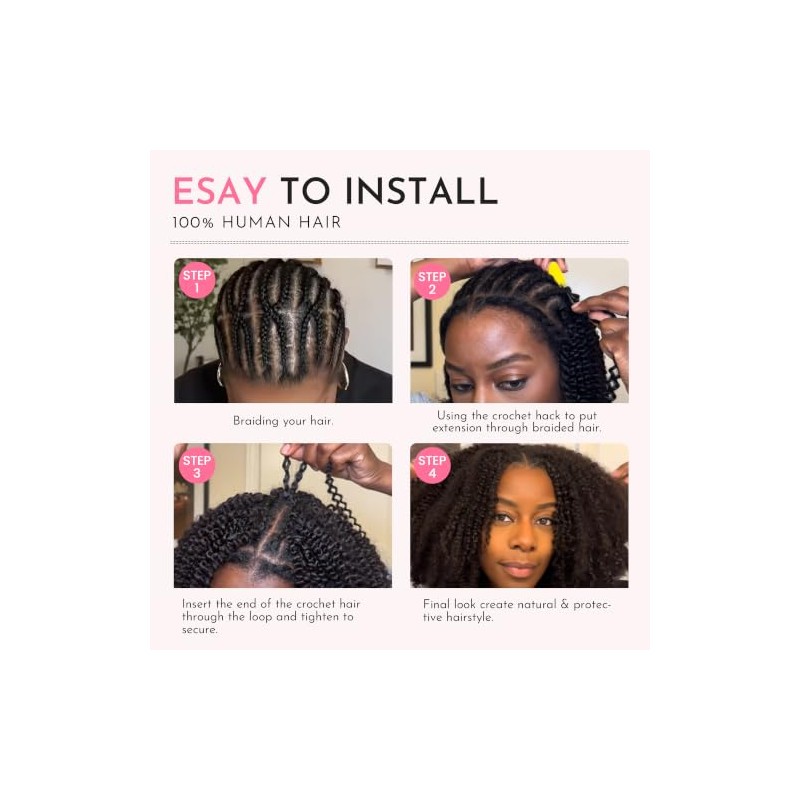 WOWANGEL Kinky Curly Crochet Hair Extensions,14 Inch,Natural Black,1 Pack