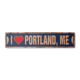 I Love Portland Maine Vintage Plastic Street Sign me City State us Wall Road décor Gift | Indoor/Outdoor | 18" Wide