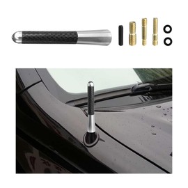Dickno Car Short Antenna, 3.15'' Aluminum Radio Antenna Mast Replacement, Carbon Fiber Auto AM/FM Radio Reception Antenna with Screws, Vehicle Roof Mini Aerial Antenna for Car SUV (Silver)
