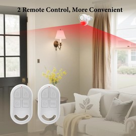 GALOOK Motion Sensor with Alarm, 125 dB PIR Motion Sensor Alarm System with 2 Remote Controls, Anti-Theft Alarm System for Home, Apartment, Motorhome, Garage, Shops, Offices, Car, Garden Shed - White