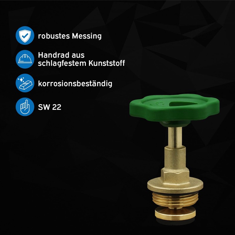 kör4u Valve Top with Hand Wheel Green, 1 1/4 Inch,