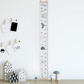 Growth Chart Kids, Kids Wall Ruler Removable Height Measure Chart Removable Wall Mounted Portable Tape Measure Wall Hanging Paper Decoration with Cute Animal Pattern 200 * 20cm