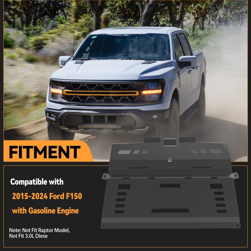 ML3Z-7222-D Steel Front Engine Splash Shield for 2015-2024 Ford F150