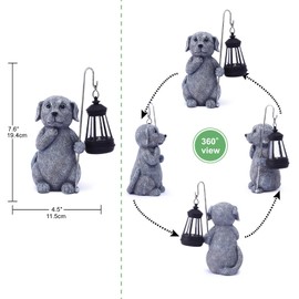 Tanner & Co Garden Statue Dog - Dog Statue Solar Lights Outdoor - Sculpture Figurine for Garden Decor - Dog Statues Garden - Dog Garden Statue - Garden Ornaments