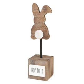 Collins Painting Rustic Wooden Easter Shelf Sitter - Wooden Cube Tabletop Bunny Decoration for Spring, Easter Home Decor ('Hop to It')