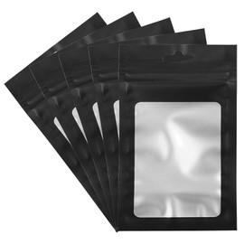 50 Count Holographic Mylar Bags With Clear Window– Resealable Food-Grade Storage Pouch with Front View Window – Keeps Cookies, Snacks, and Jewelry Fresh & Secure (2.95 x 4.72 Inches)