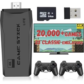 Wireless Retro Game Console, Retro Game Stick with Built-in 23 Emulators, 20,000+ Games, 4k Hdmi Output, and 2.4GHz Wireless Controller, Plug and Retro Play Video Games for Tv (64 GB)
