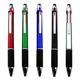 MiSiBao 4-Color Ballpoint Pen Multi Colored Pens in One Stylus Pens for Touch Screens Pens Medium Point(1.0mm) (5-Count)