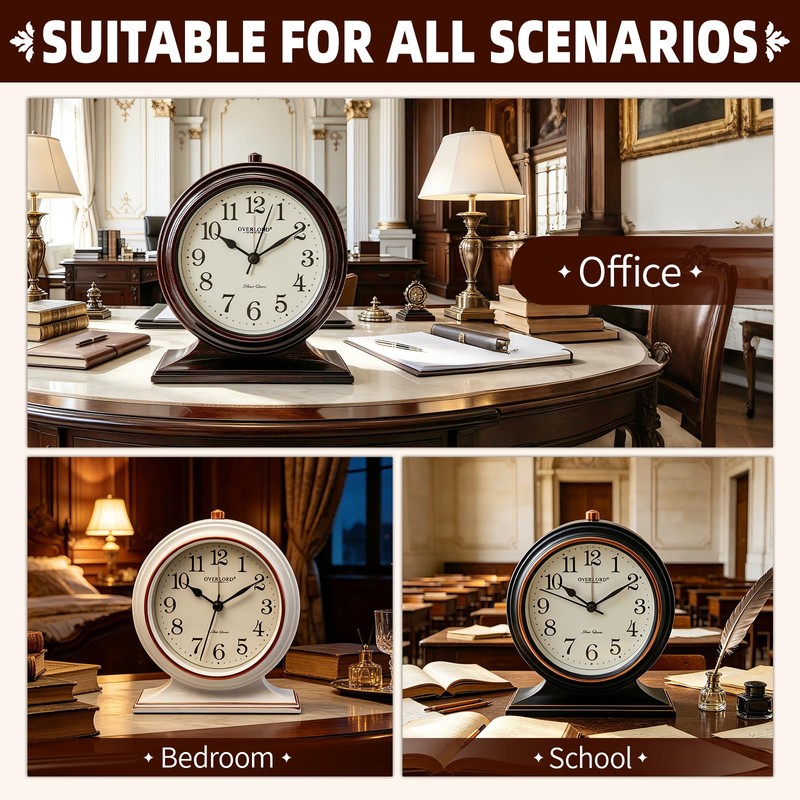 Silent Quartz Desk Clock, Beautiful and Convenient Clock