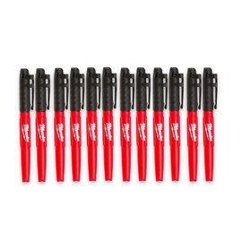 Milwaukee Inkzall Point Markers, Fine, Black, Pack of 12
