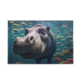STAYTOP Jigsaw Puzzles for Adults or Kids 500 Piece,Cute Hippo Intellectual Decompression Fun Family Puzzles Game for Christmas Holiday Toy Gift