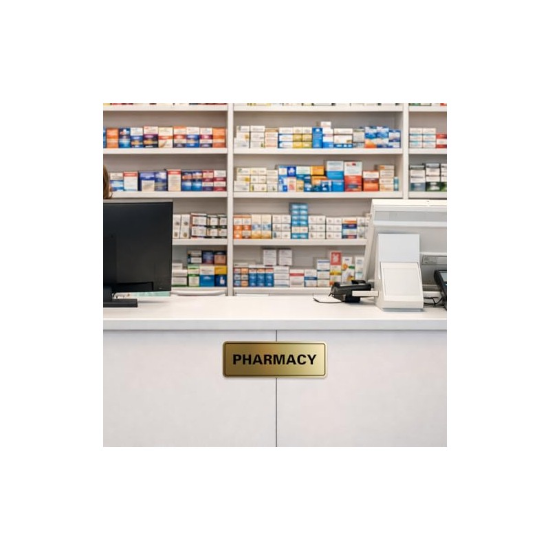 Signs ByLITA - Señal de farmacia estándar, Azul Marino/Blanco, Large