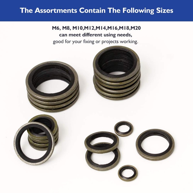 150Pcs Metal Bonded Seal Washer Assortment Kit Bonded Washer 8